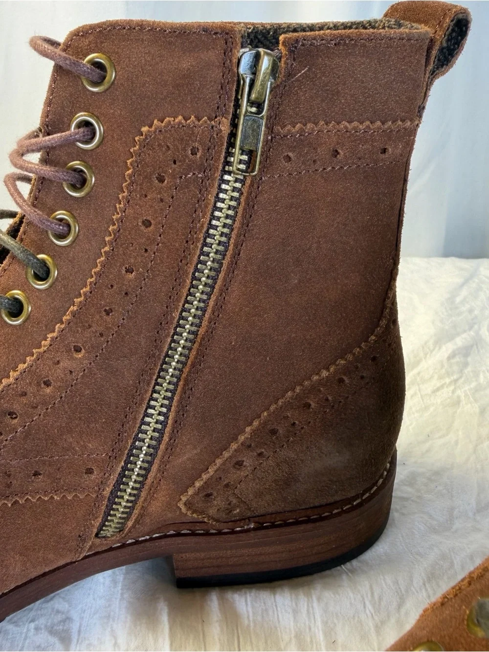 Aston Grey Kongal Men's sz9.5 Brown Suede Leather Cap-Toe Lace-Up AnkleBoots NEW